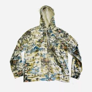 Chicos Hawaiian Print Full Zip Hoodie Size 1